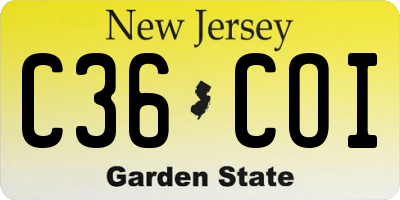 NJ license plate C36COI