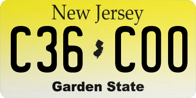 NJ license plate C36COO
