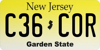 NJ license plate C36COR