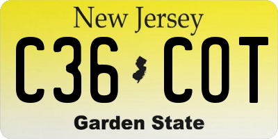 NJ license plate C36COT