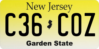 NJ license plate C36COZ