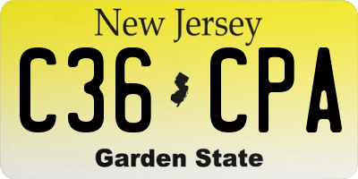 NJ license plate C36CPA