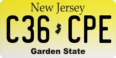 NJ license plate C36CPE