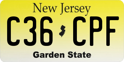 NJ license plate C36CPF