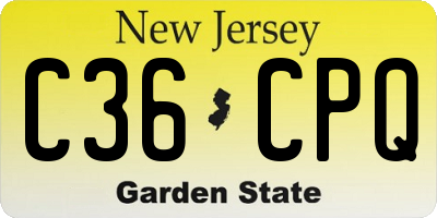 NJ license plate C36CPQ