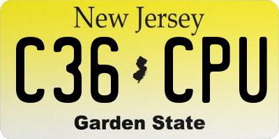 NJ license plate C36CPU