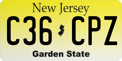 NJ license plate C36CPZ