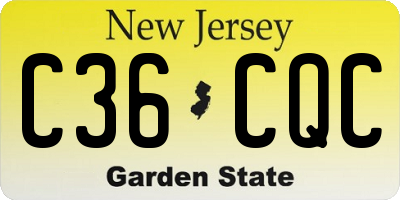 NJ license plate C36CQC