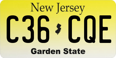NJ license plate C36CQE