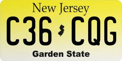 NJ license plate C36CQG