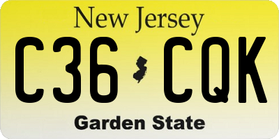 NJ license plate C36CQK