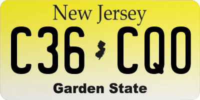 NJ license plate C36CQO