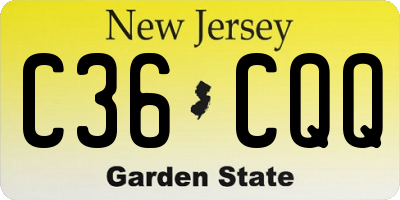 NJ license plate C36CQQ