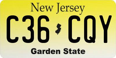 NJ license plate C36CQY