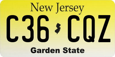 NJ license plate C36CQZ