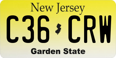 NJ license plate C36CRW