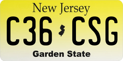 NJ license plate C36CSG