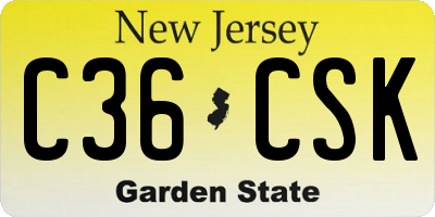 NJ license plate C36CSK