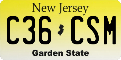 NJ license plate C36CSM