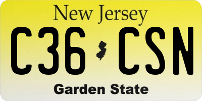 NJ license plate C36CSN