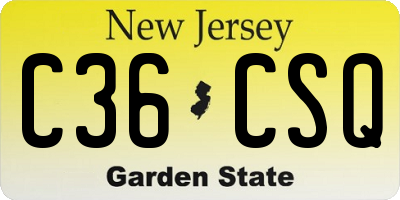 NJ license plate C36CSQ