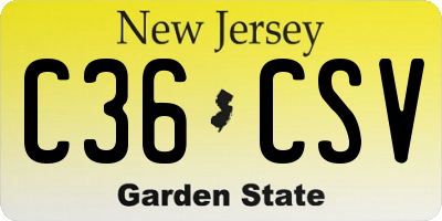 NJ license plate C36CSV