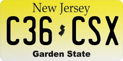 NJ license plate C36CSX