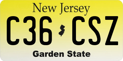 NJ license plate C36CSZ