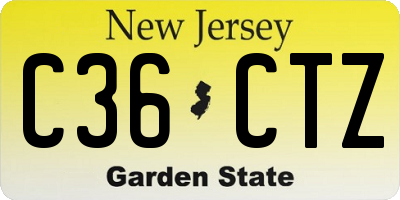 NJ license plate C36CTZ