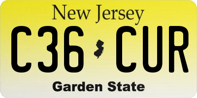 NJ license plate C36CUR
