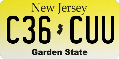 NJ license plate C36CUU