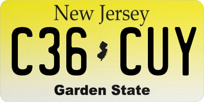 NJ license plate C36CUY