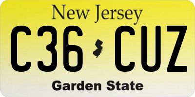NJ license plate C36CUZ