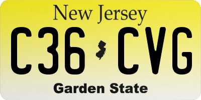 NJ license plate C36CVG