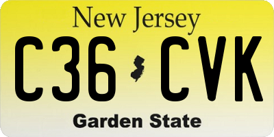 NJ license plate C36CVK