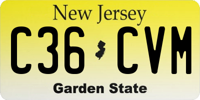 NJ license plate C36CVM