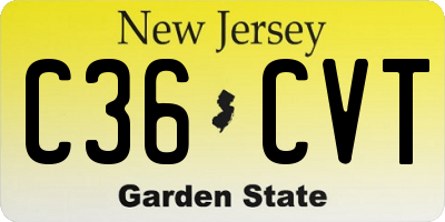 NJ license plate C36CVT