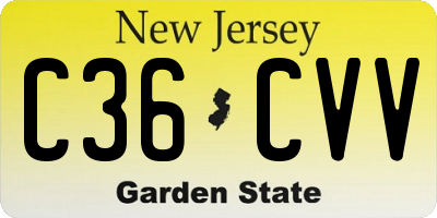 NJ license plate C36CVV