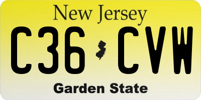 NJ license plate C36CVW