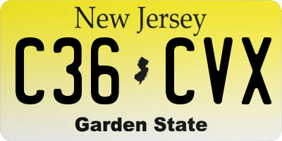 NJ license plate C36CVX