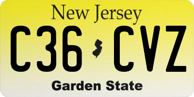NJ license plate C36CVZ