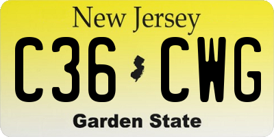 NJ license plate C36CWG