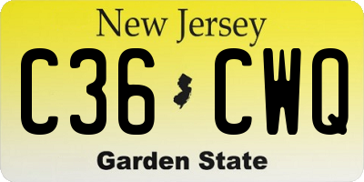 NJ license plate C36CWQ