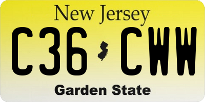 NJ license plate C36CWW