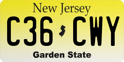 NJ license plate C36CWY