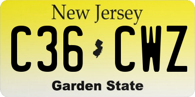 NJ license plate C36CWZ