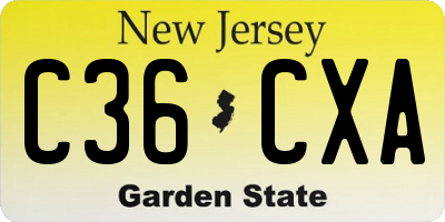 NJ license plate C36CXA
