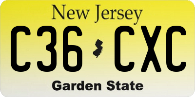 NJ license plate C36CXC
