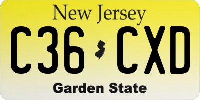 NJ license plate C36CXD