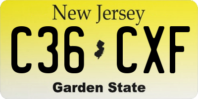 NJ license plate C36CXF